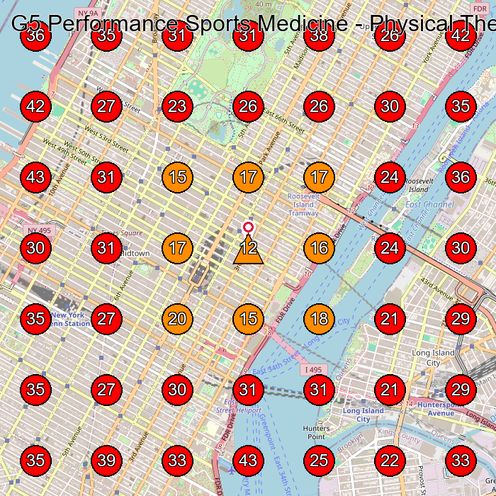 G5 Performance Sports Medicine - Physical Therapy GeoGrid visibility map for Physical Therapist in New York